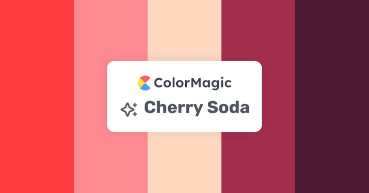 the logo for colormagic and cherry soda on a multicolored striped background