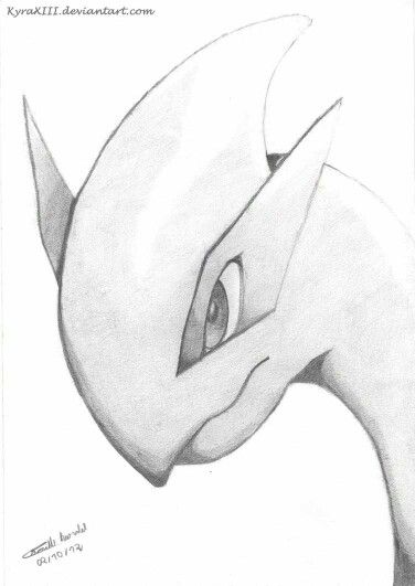 a pencil drawing of a pokemon head