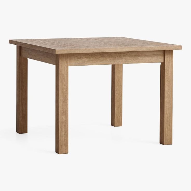 a square wooden table with two legs