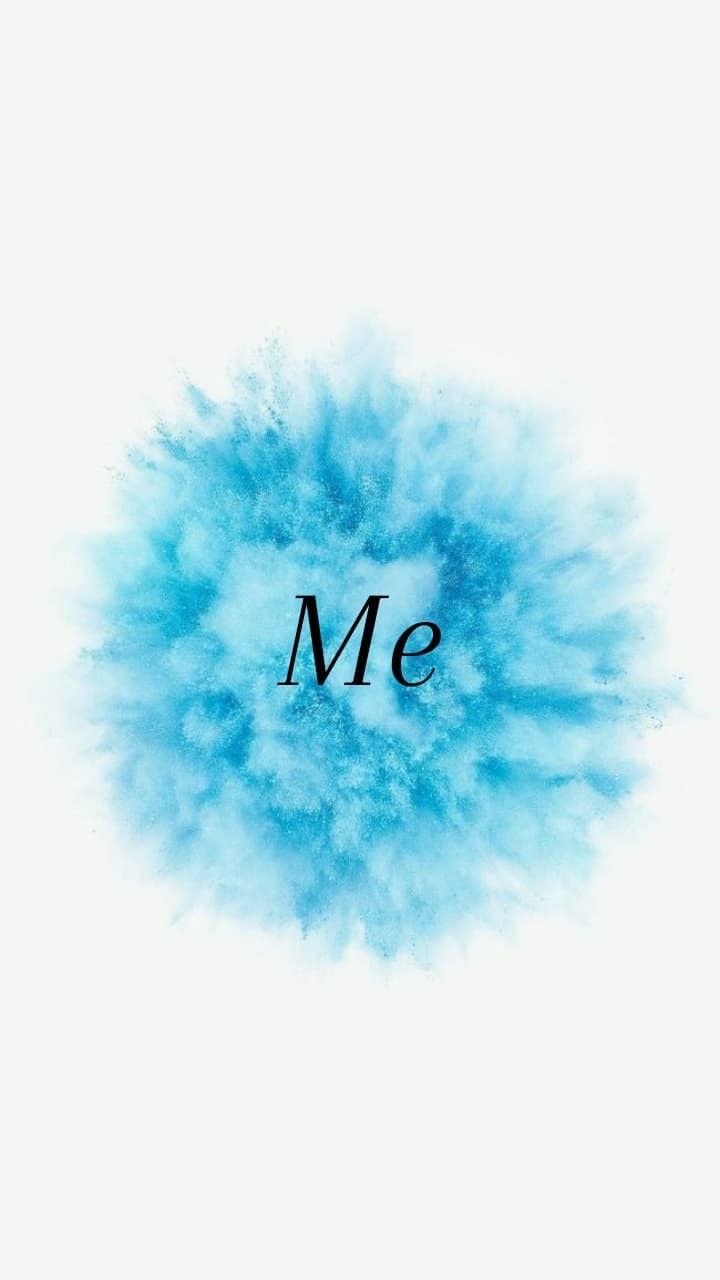 the word me is surrounded by blue powder