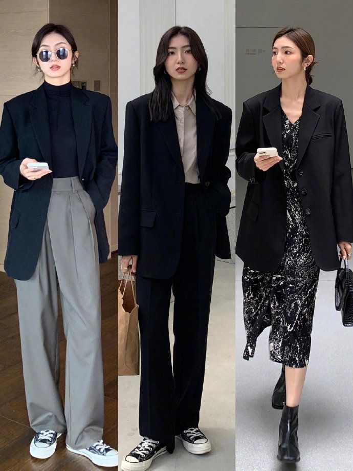 Boyish Work Outfit, Business Outfit Korean, Work Korean Outfit, Korean Outfits Work, Blazer Outfits Korean, Tomboy Outfits Formal Casual, Korean Office Look, Korean Street Fashion Winter, Korean Blazer Outfit