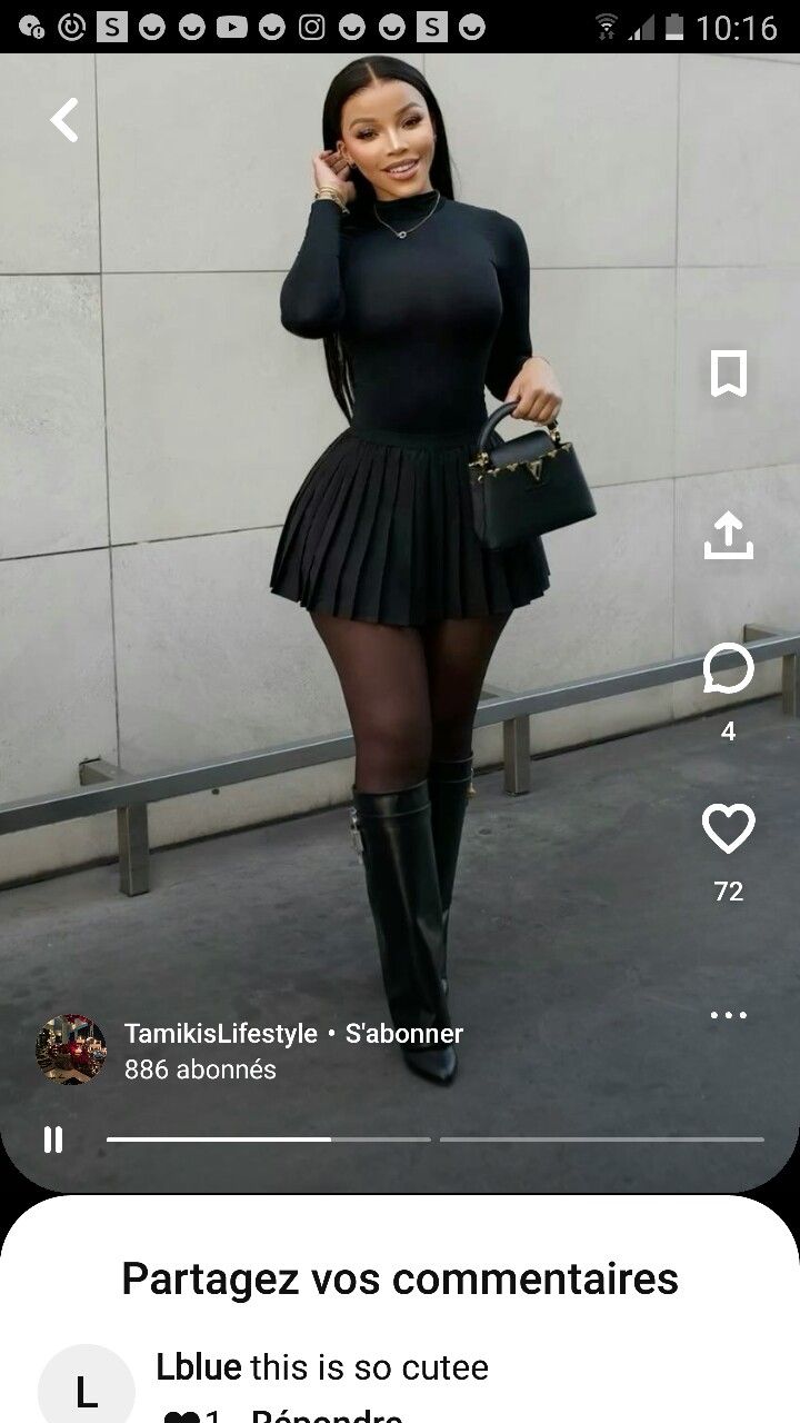 Black Women Thigh High Boots Outfit, Fold Down Boots Outfit, Fold Over Wedge Boots Outfit, Leather Over The Knee Boots Outfit, Fold Boots Outfit, Outfits With Fold Over Boots, Black Fold Over Boots Outfit, Folded Boots Outfit, Winter Date Night Outfit Black Women