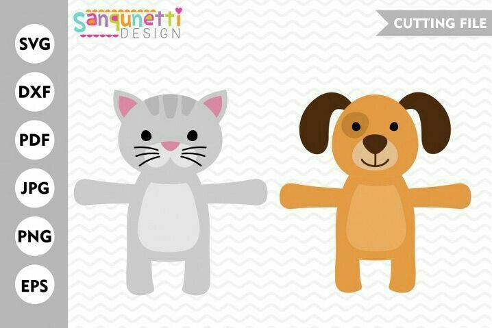 a cat and dog cut file is shown in the shape of a teddy bear, with one