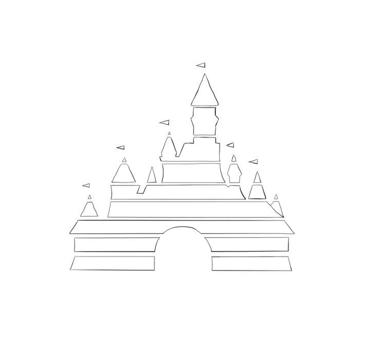 a drawing of a castle on top of a hill