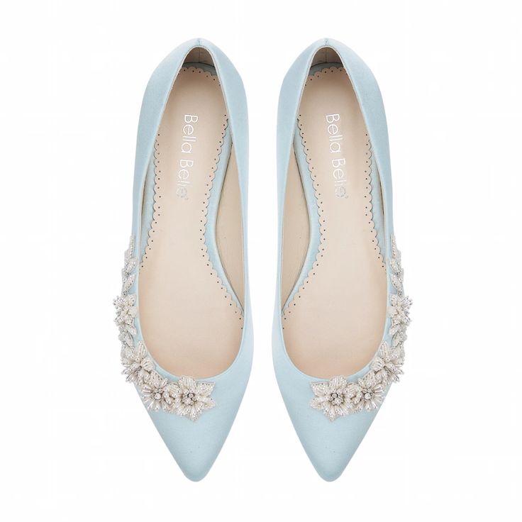 Daisy 3D Floral Pearls and Beads Blue Wedding Flats | Bella Belle Elegant Flat Shoes Wedding, Dusty Blue Wedding Sandals, Wedding Shoes Bride Something Blue, Dusty Blue Wedding Shoes Flats, Comfortable Bridal Shoes Blue, Bridal Wedding Shoes Blue, Bridal Shoes Light Blue, Best Bridal Shoes Blue, Luxury Blue Wedding Shoes