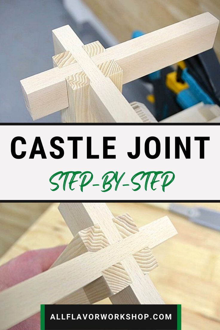 A castle joint, shiro joint or a 3 way joint is one of the strongest woodworking joints. It is a combination of a half lap cross joint and an intersecting bridle joint. It is often used to make benches, tables and other furniture where both strength and aesthetics is desired. If you are planning to make a coffee table or a bed this is the right woodworking joint for you. Learn step by step how to make a castle joint. A great weekend project for a woodworking beginner. #joinery #garageshop #diy Woodworking Jigs Homemade, Coffee Table Ideas Diy, Building A Workshop, Types Of Wood Joints, Wood Projects Simple, Workshop Storage Ideas, Diy Coffee Table Ideas, Diy Tools Woodworking, Make A Coffee Table