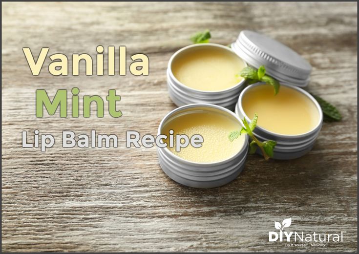 vanilla mint lip balm recipe with four small tins sitting on top of each other