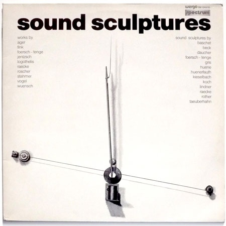 an advertisement for sound sculptures with the words sound sculpture on it's back side