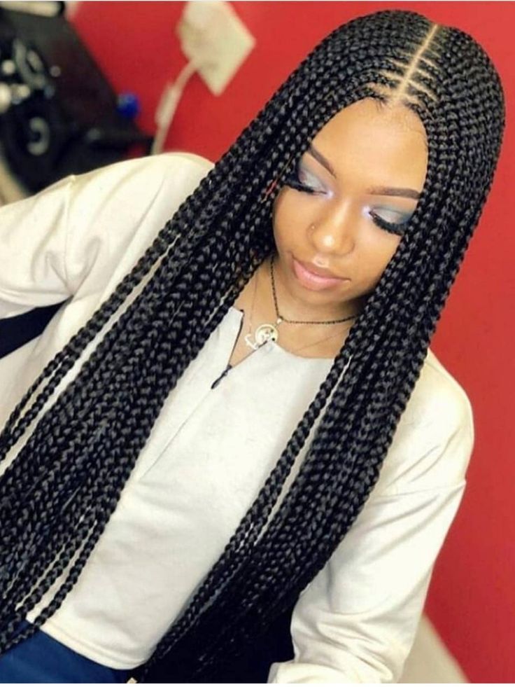 Box Braids with Middle Part #MiddlePart #BoxBraids #ProtectiveStyles #BraidedHairStyle Box Braids With Middle Part, Braids With Middle Part, Blonde Box Braids, Middle Part Hairstyles, Hair Elixir, Short Box Braids, Jumbo Box Braids, African Hair Braiding Styles, Long Box Braids