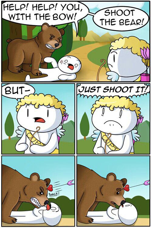 a comic strip with an image of a brown bear