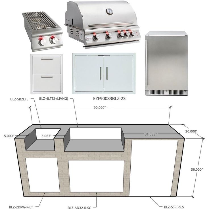 an image of a bbq and grill set up with measurements for the parts needed to build it