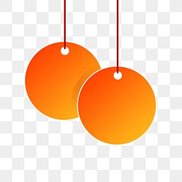 two oranges hanging from a red string on a white background png and psd