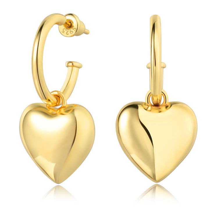 PRICES MAY VARY. Premium Material - The open hoop measures 17mm in diameter, with a 0.59" x 0.59" gold heart drop. Every part of this gold earrings for women is crafted entirely from premium S925 silver, ensuring both durability and elegance Ag=0.3oz. The open hoops come with detachable gold heart drops, allowing you to choose whether to wear the heart or not according to your outfit and mood. High-Tech Coating Workmanship - These gold heart earrings utilize 18K Gold PVD on sterling silver, a te Valentine's Day Open Heart Huggie Earrings For Anniversary, Valentine's Day Open Heart Huggie Earrings, Class Jewelry, Gold Heart Earrings, Puffy Heart Charms, Gold Heart Earring, Gold Earrings For Women, Heart Dangle Earrings, Earring For Women