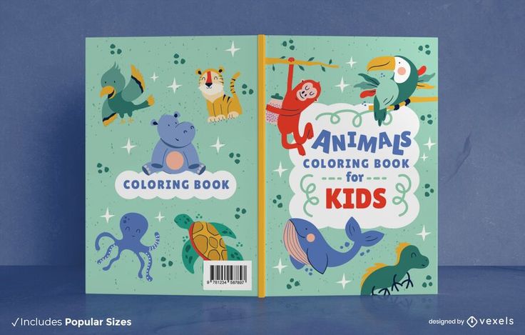 an animal coloring book for kids on a blue background with the title'animals coloring book for kids '