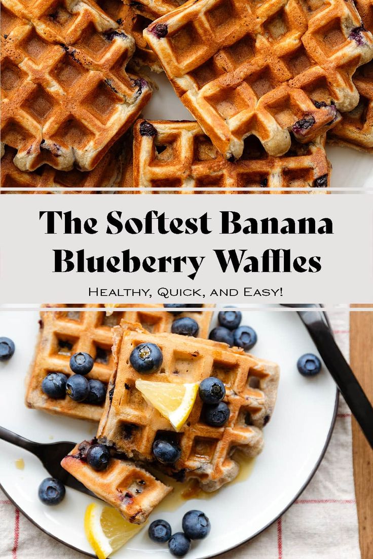 the softest banana blueberry waffles are made with only 3 ingredients