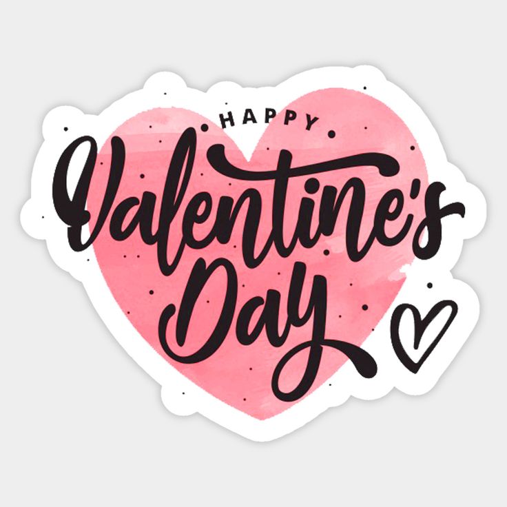 a sticker with the words happy valentine's day written in black and pink