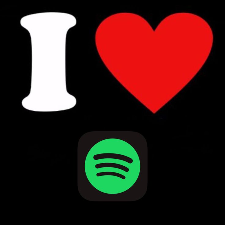 i love spotify on the screen with an apple logo next to it and a red heart