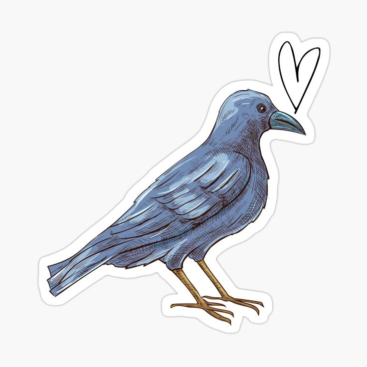 a blue bird sitting on top of a sticker with the word love written in it