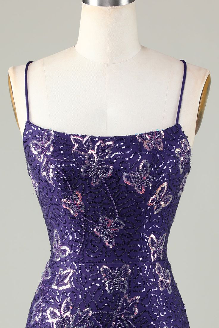 Sparkly Butterfly Dress, Early 2000s Hoco Dresses, Purple Masquerade Dress Short, Purple And Gold Dress Short, Dark Green Sparkly Dress Short, Cute Purple Hoco Dresses, Affordable Hoco Dresses, Violet Hoco Dress, Unique Hoco Dresses Purple