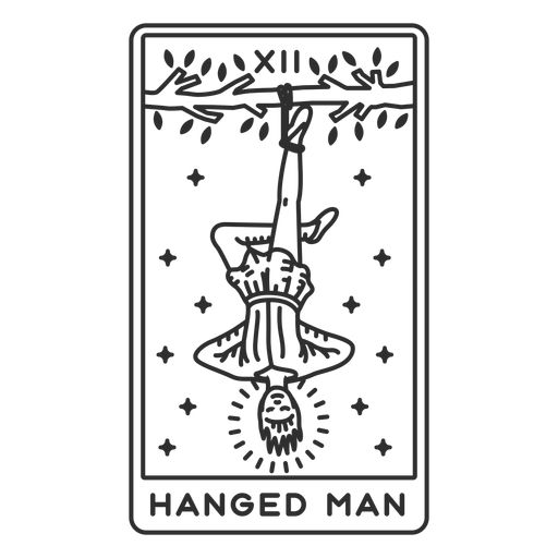 the hanged man tarot card in black and white