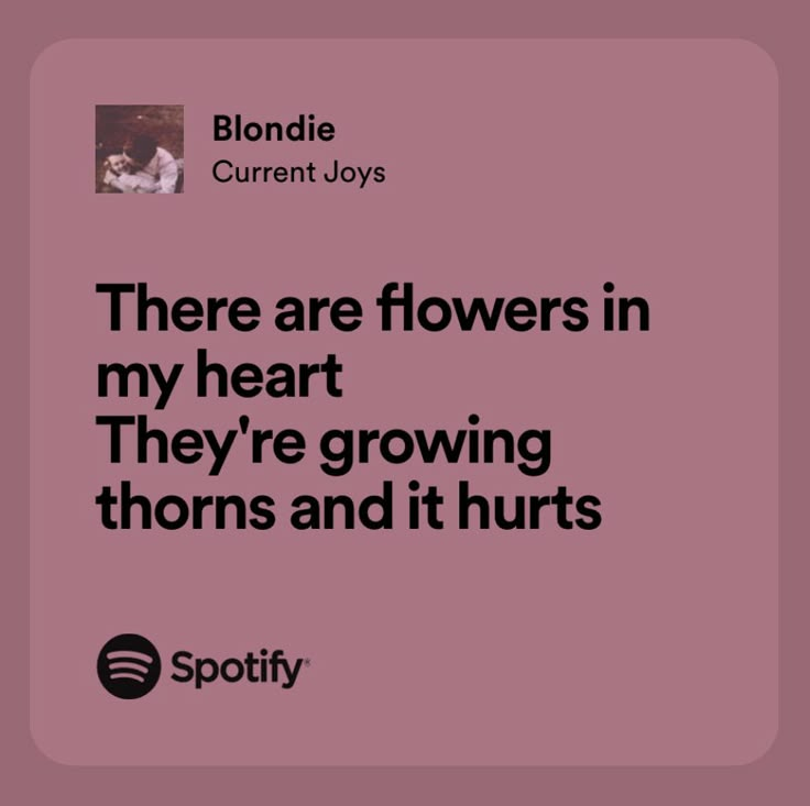 there are flowers in my heart they're growing thorns and it hurts