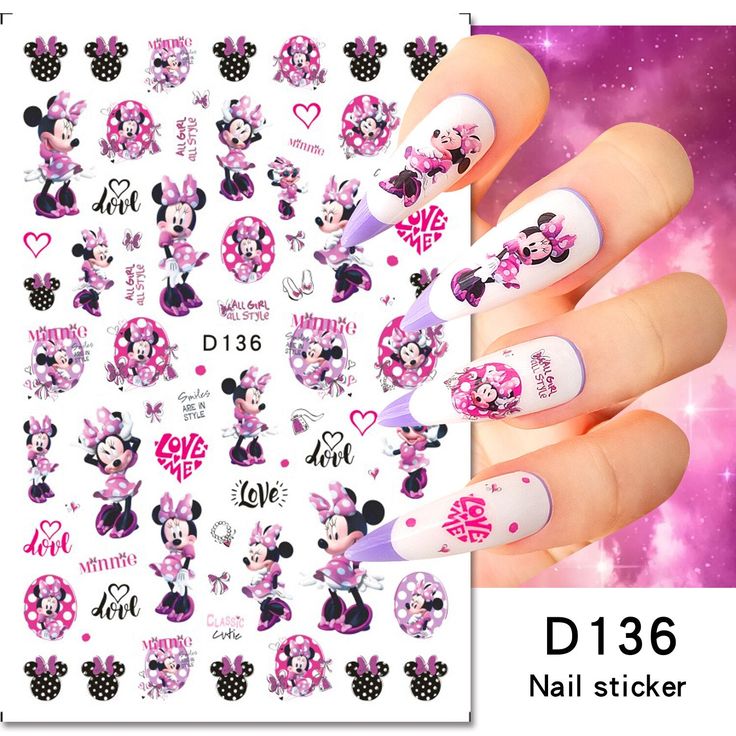 Anime Stitch, Disney Princess Nails, Stickers For Nails, Disney Nail Art, Sticker Nail Art, Stickers Disney, Mickey Nails, Disney Princess Anime, Anime Nails