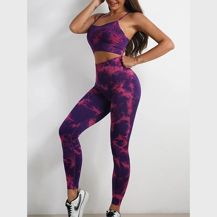 Purple Tasia Fitness Set | Daniki Limited Purple Sleeveless Sports Bra For Yoga, Purple Seamless High Stretch Activewear, High Stretch Seamless Purple Activewear, Purple Sleeveless Activewear, Purple Sleeveless Sportswear Activewear, Sleeveless Seamless Gym Activewear, Sleeveless Seamless Activewear For Pilates, Purple Sleeveless Seamless Activewear, Purple Sleeveless Activewear For Gym