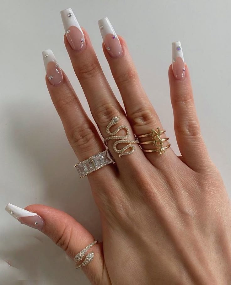 French Tip Nails Acrylic Long, Tip Nails Acrylic, French Tip Nails Acrylic, Prom Nails Acrylic, Nails Acrylic Long, Gold Wrap Ring, French Tip Acrylic Nails, Simple Acrylic Nails, French Acrylic Nails