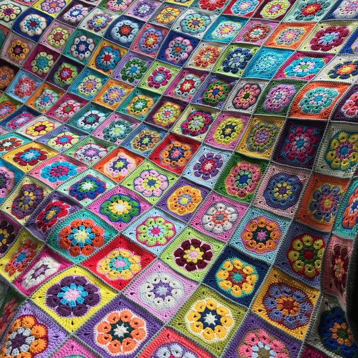 Custom high quality Handmade granny square 60x60 inch African flower crochet cotton, acrylic floral large knit handmade square lap throw, Lightweight blanket, colorful rainbow decor blanket, 196 motifs in this blanket, 1/2-inch border and links are grey made from acrylic and wool, Pick your own colors for borders and links, weighs 3 pounds, this size will fit a queen bed width and 3/4 of the length, a great decor blanket to show off its beauty. I CAN MAKE THIS IN ANY SIZE, MESSAGE FOR A QUOTE  F African Flower Crochet Blanket Border, Crochet African Flower Square Diagram, African Flower Square Crochet, African Flower Blanket, African Flower Crochet, Crochet African Flowers, Rainbow Decor, African Flowers, Flower Blanket