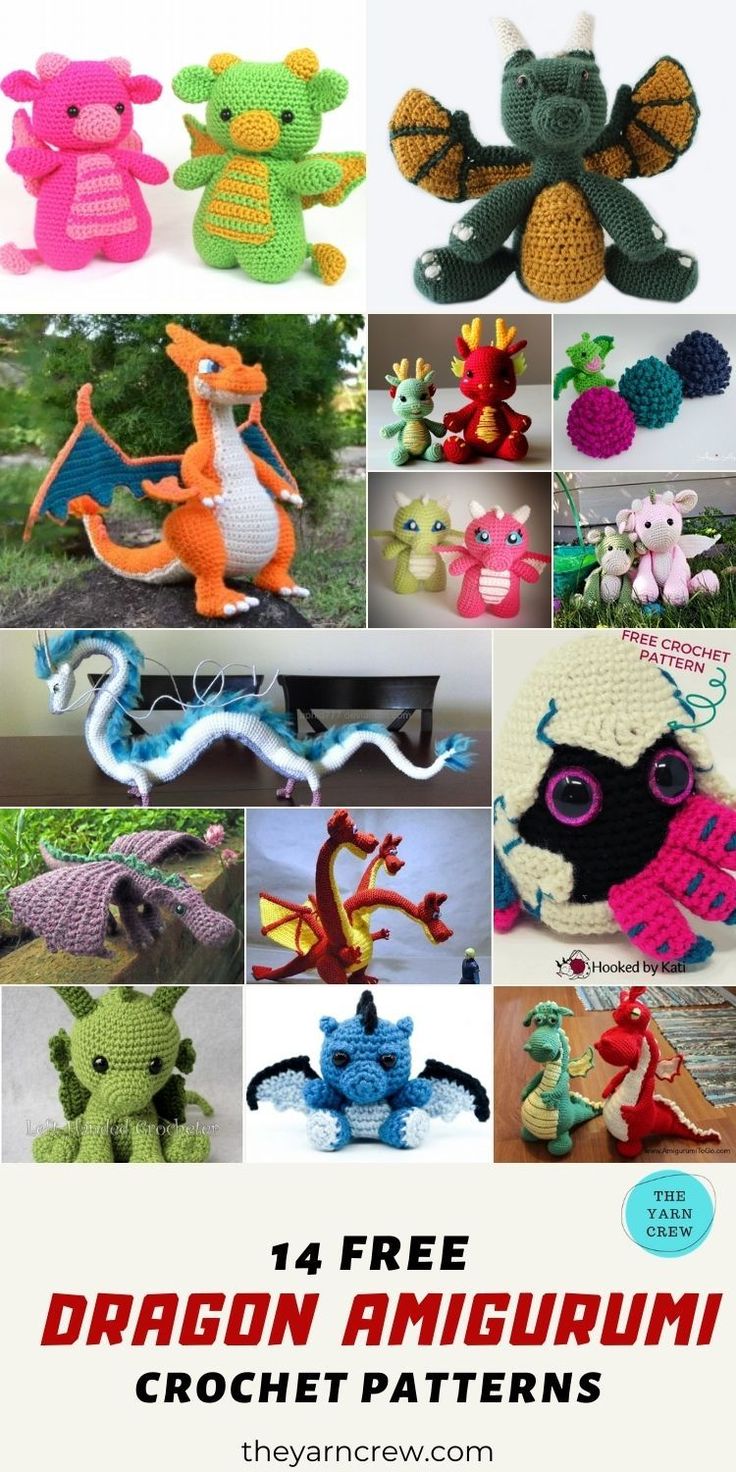 crochet dragon amigurum patterns are featured in the book,'free dragon amigurum crochet patterns '