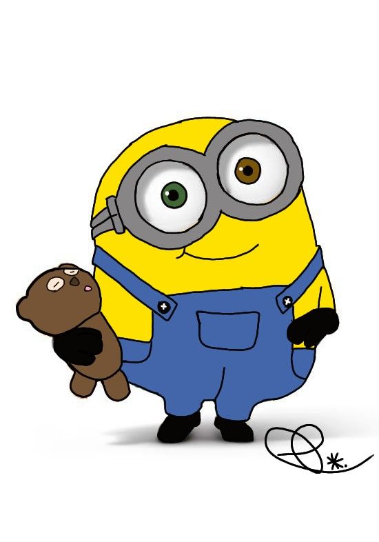 a cartoon minion holding a teddy bear