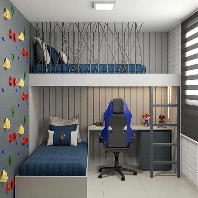 modern boys kid small room design ideas Bunk Bed Rooms, Kids Bed Design, Beds For Small Rooms, Small Room Design Bedroom, Kids Room Interior Design, Boy Bedroom Design, Kids Bedroom Designs, Kids Bedroom Design, Kids Interior Room