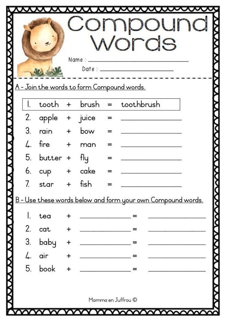 compound words worksheet for children to learn and practice their english language workbook