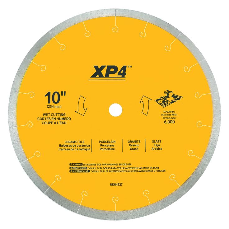 a yellow circular sawing wheel with the words xp4 on it