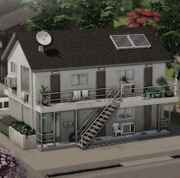 an artist's rendering of a house with solar panels on the roof and balcony