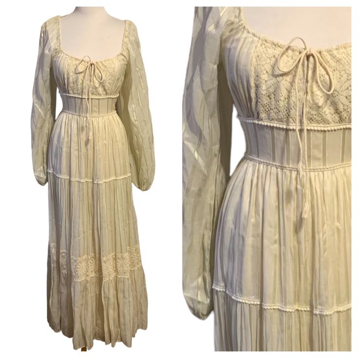 Vintage 1970s Young Innocent By Arpeja Bohemian Peasant Cottagecore Maxi Dress. This Dress Is Fully Lined. Lace Trimmed. Billowy, Flowing Sleeves. Zips Up The Back. Size 7 (Small) Brand: Young Innocent By Arpeja Measurements Bust 34” Sleeve 29” Waist 25” Shoulder To Hem 60” A46 Vintage 1970s Young Innocent By Arpeja Bohemian Peasant Cottagecore Maxi Dress S Flowing Sleeves, Peasant Dress, Vintage 1970s, Dress Clothes For Women, Evening Gowns, Lace Trim, Vintage Dresses, 1970s, Cool Outfits