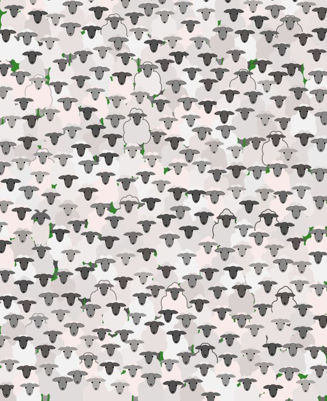 an animal pattern is shown in grey and green