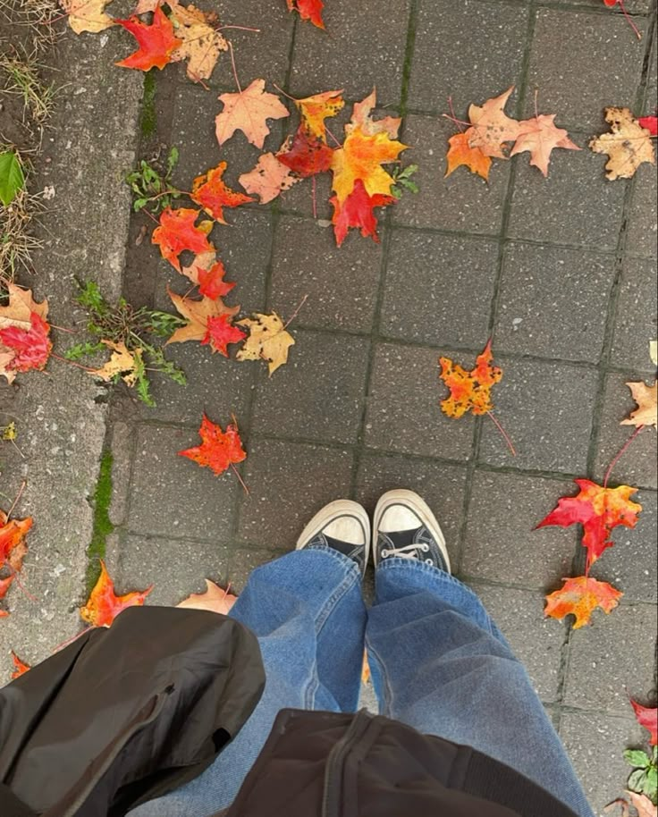 a person standing in front of leaves on the ground