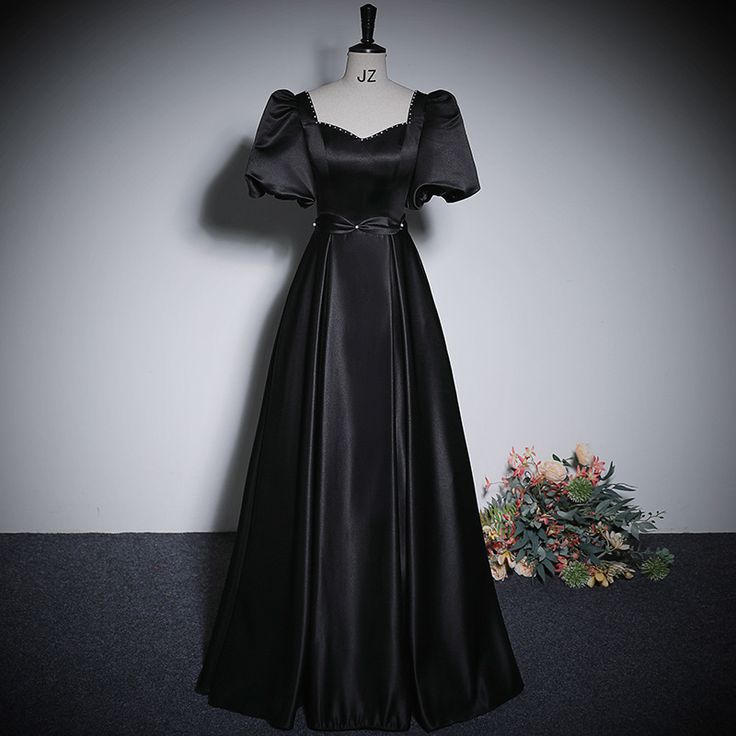 Black Satin Prom Dress, Frock Designs, Dresses For Prom, Party Dress Women, Off Shoulder Evening Dress, Satin Evening Gown, Long Frock, Dress Women Elegant, Black Prom Dress