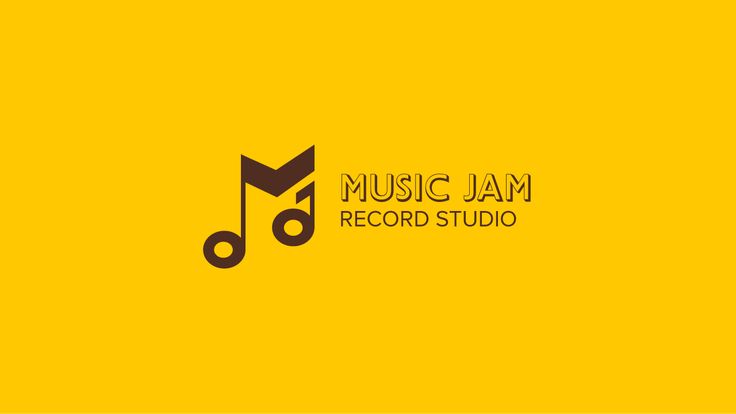 the logo for music jam record studio, which is designed in black and yellow colors