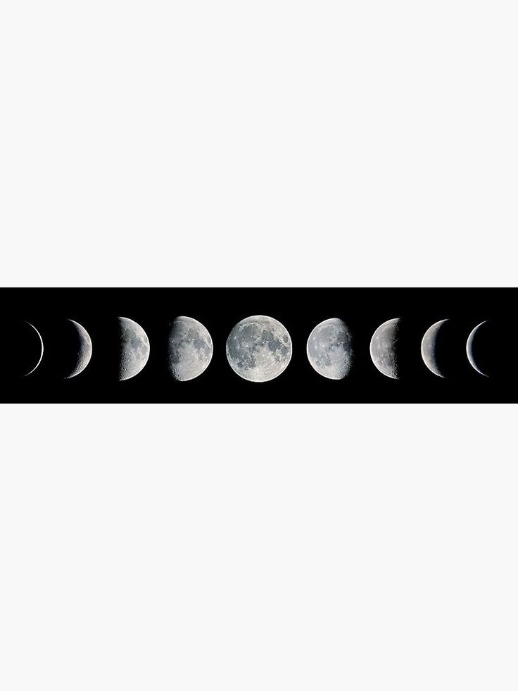 five phases of the moon are shown in this image, with one half visible to the left