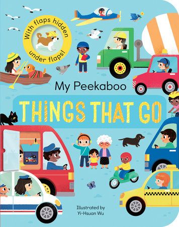 the book cover for my peekaboo things that go with pictures of people and vehicles