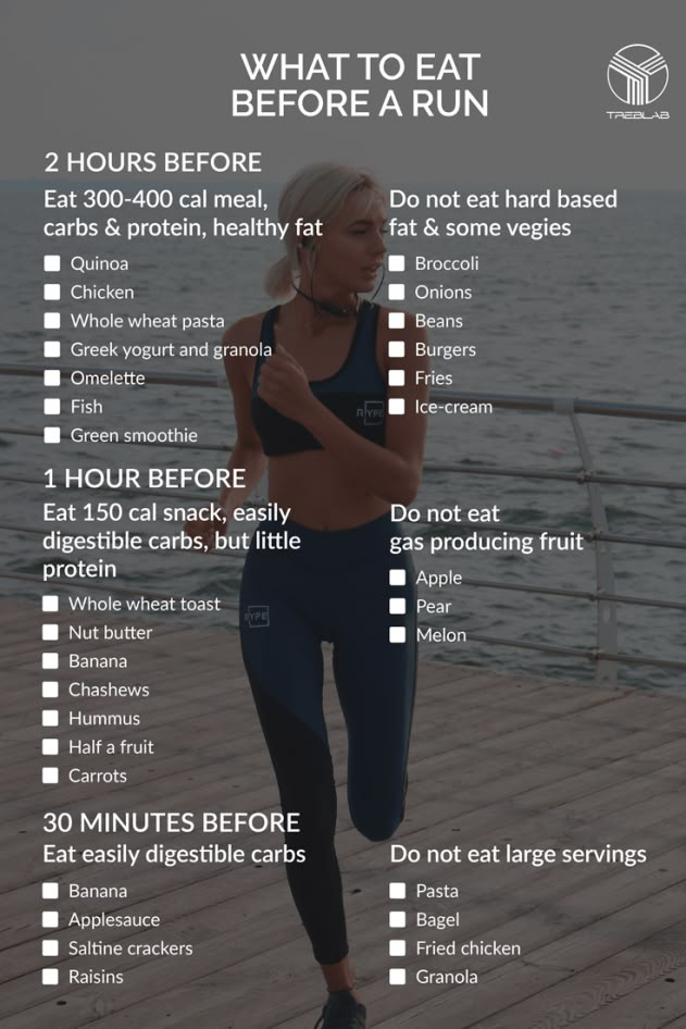 a woman running on a pier with the words what to eat before a run in front of her