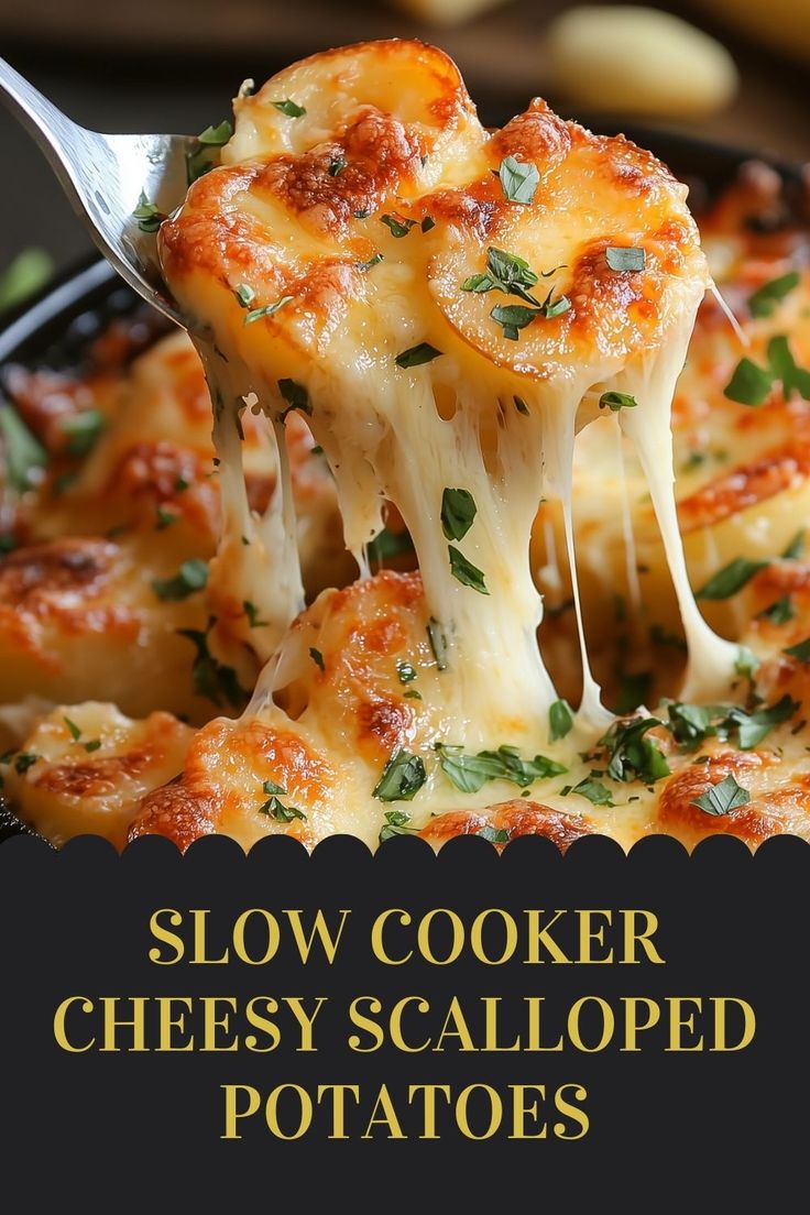 Ultimate Slow Cooker | Crockpot Recipes: SLOW COOKER CHEESY SCALLOPED POTATOES Crockpot Cheesy Scalloped Potatoes Slow Cooker, Cheesy Scalloped Potatoes Recipe Crockpot, Cheese Scalloped Potatoes Crockpot, Cheesy Potatoes Crock Pot Fresh Potatoes, Cheesy Garlic Scalloped Potatoes Recipe, Easy Crockpot Recipes Potatoes, Martha Stewart Slow Cooker Scalloped Potatoes, Thanksgiving Potatoes Crock Pot, Best Crockpot Scalloped Potatoes