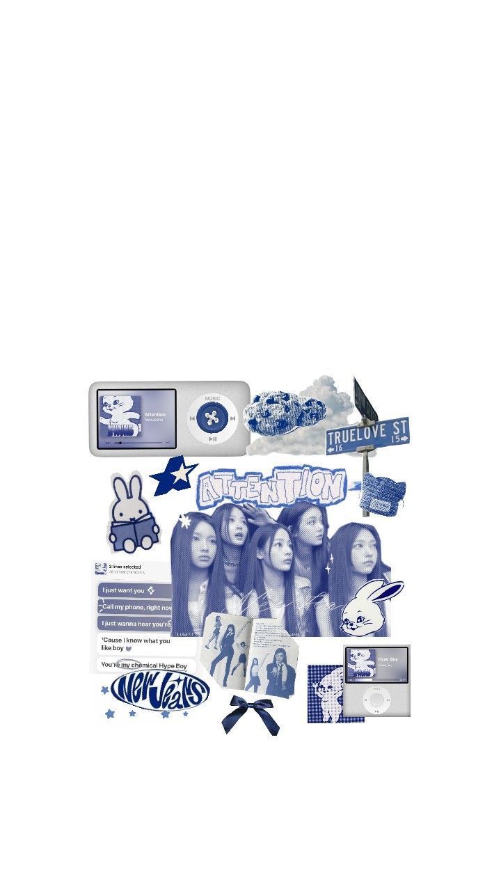 the collage is made up of many different things in blue and white color scheme