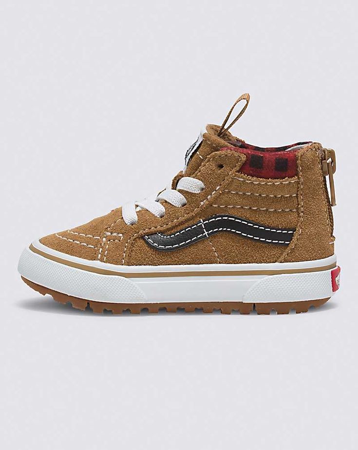 Vans | Toddler Sk8-Hi Zip MTE-1 Plaid Brown/Black Shoes Vampire Oc, Vans Aesthetic, Vans Toddler, Plaid Brown, Baby Uggs, Vans Store, Boys Outfits, Classic Vans, Toddler Boy Fashion