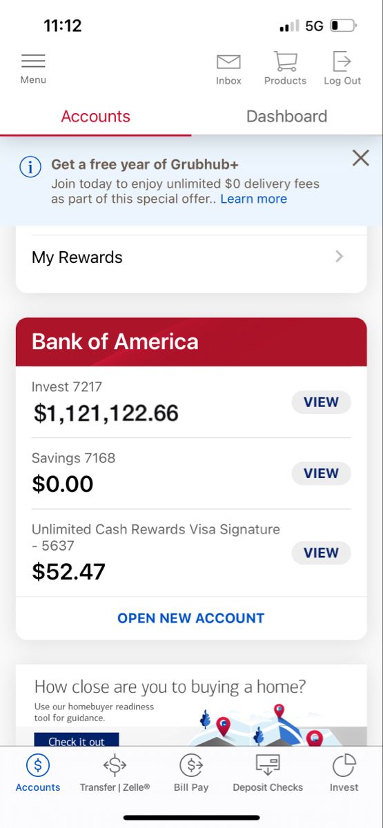 the bank of america mobile app is open and showing its account details, which are displayed on their screens