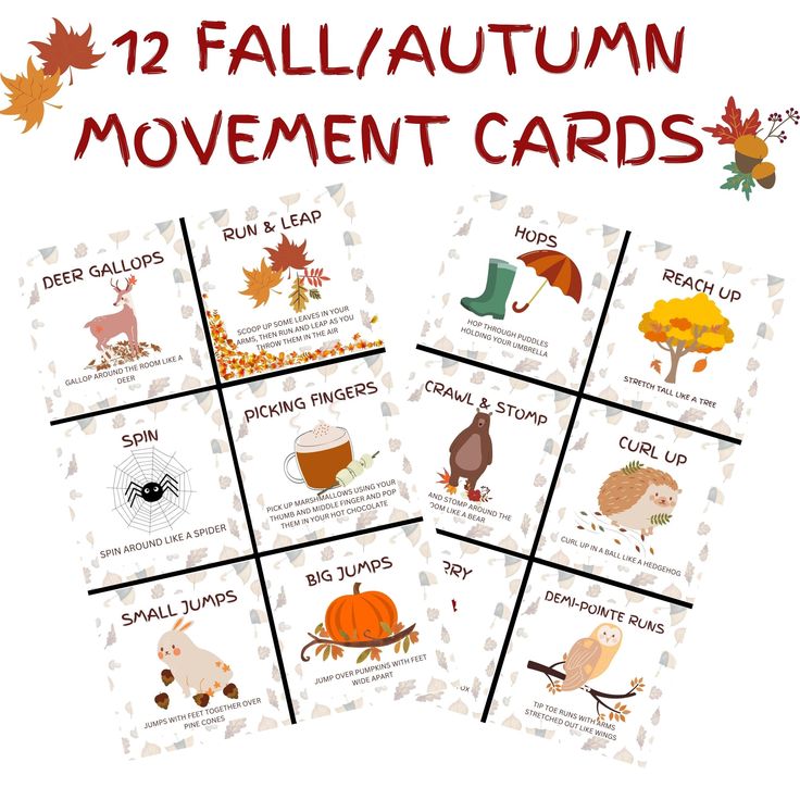 the 12 fall and autumn movement cards