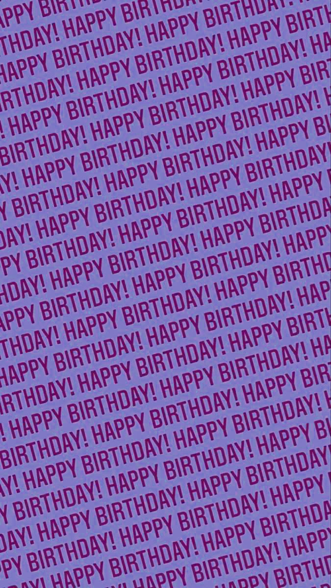 a purple background with the words happy birthday written in large, bold letters on it