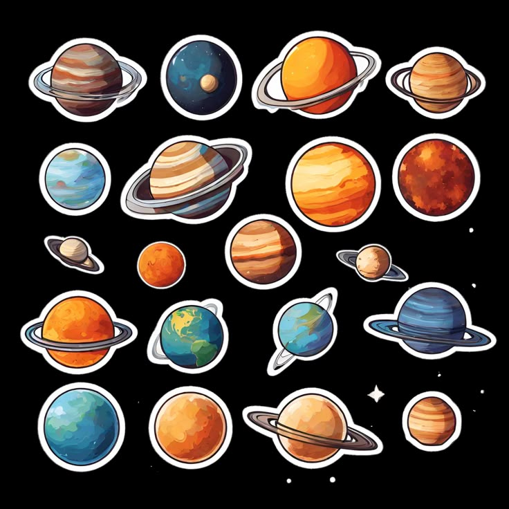 the solar system stickers are all different sizes